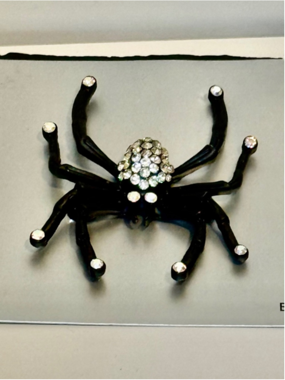 Black Spider Rhinestone Brooch Gothic Halloween Statement Pin Bag Charm